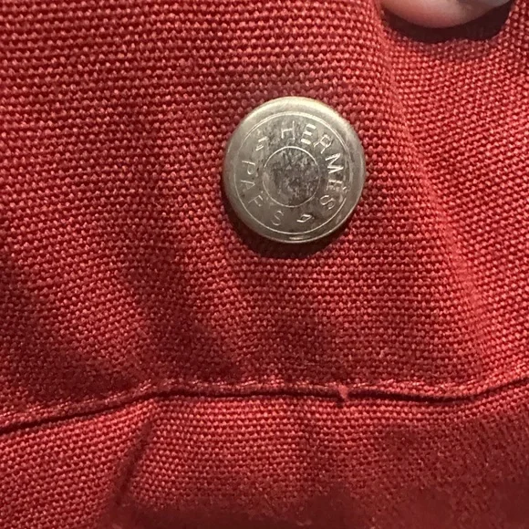 Hermes Red Canvas Tote Bag - Picture 7 of 13